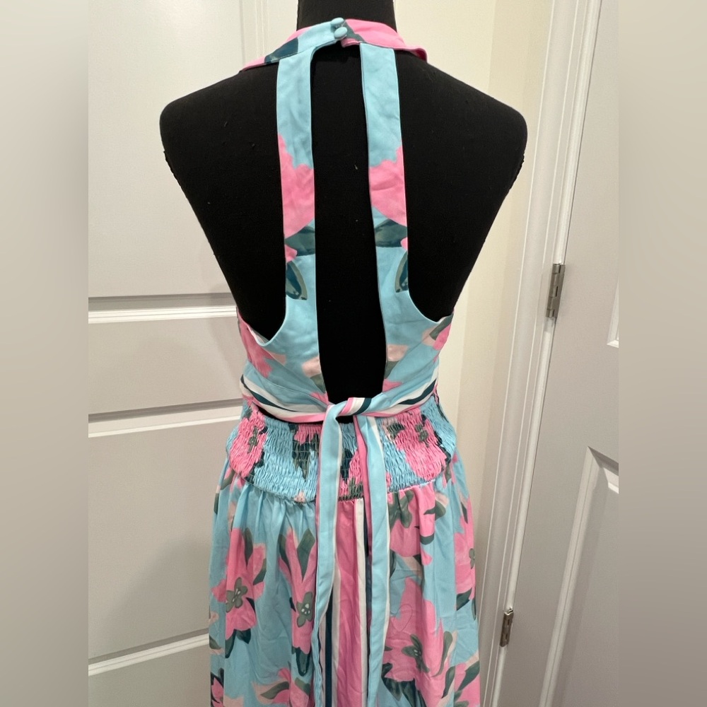 NWT Adore Floral Maxi Backless Dress in Pink and Blue Size Large - Picture 14 of 14